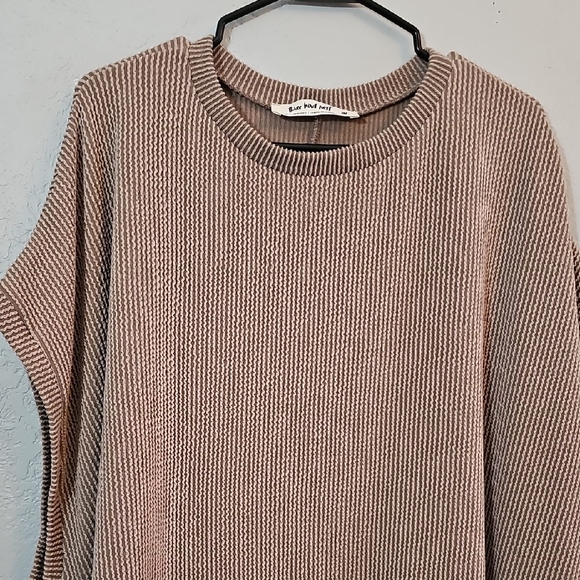 Three Bird Nest Taupe Crew Neck Sweater/Poncho, Womens Size Medium - Picture 3 of 7